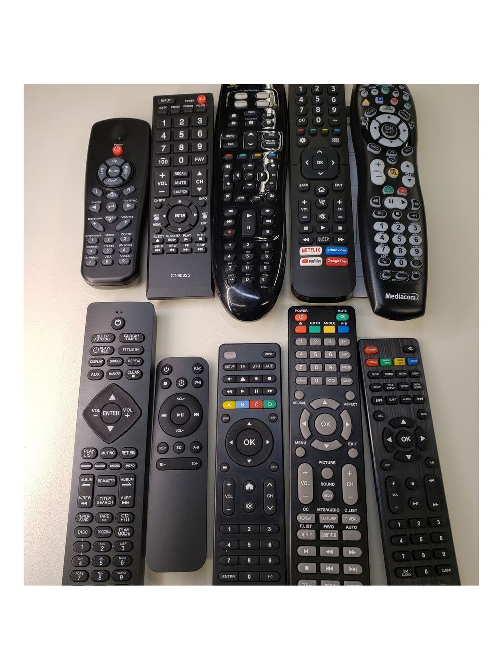 Mixed Variety Lot of 10 TV Remote Controls (Harmony, Mediacom, Toshiba & More)